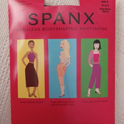 Spanx By Sara Blakely Footless Bodyshaping Pantyhose Control Top Size B Black